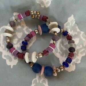 2 piece adjustable handmade bracelets, boho one size.